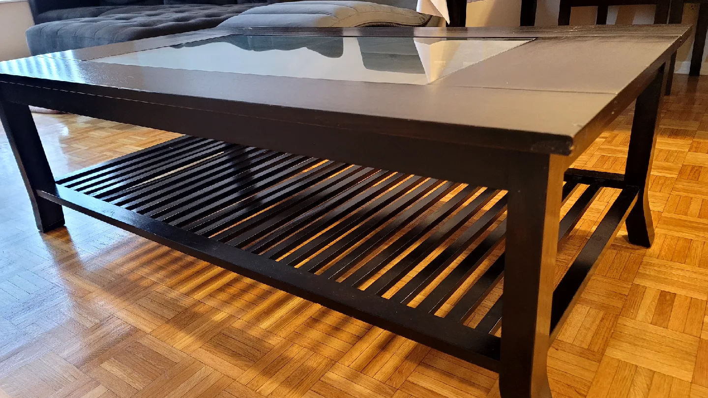 Dark Brown Coffee Table with Glass Center image indicator(4)