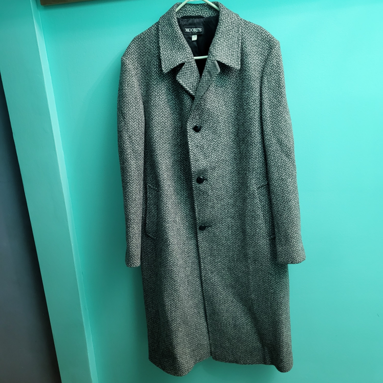 Moore's Herringbone Wool Overcoat, men's.  Size 46