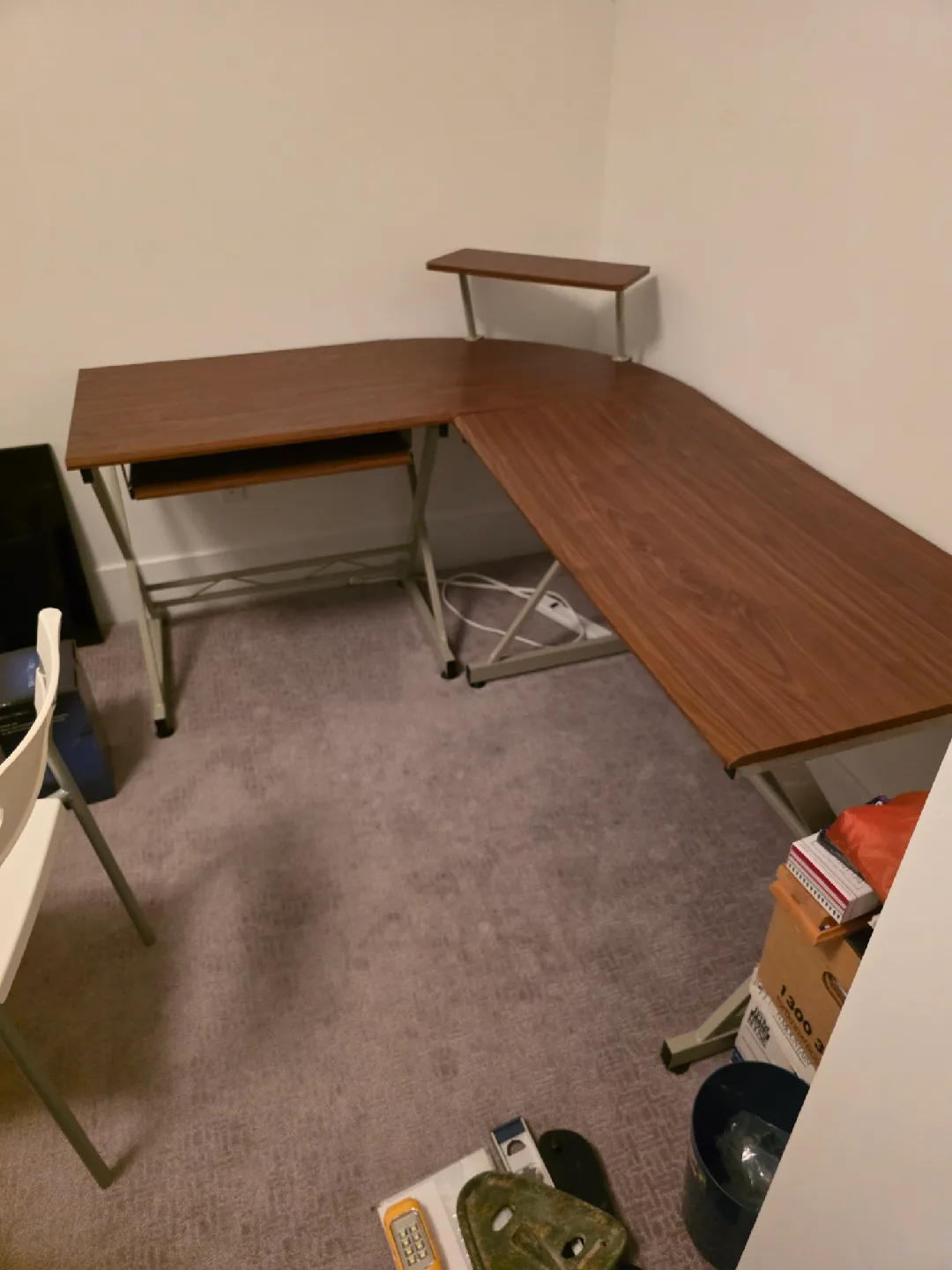 Brown L-Shaped Desk with Chair image indicator(2)