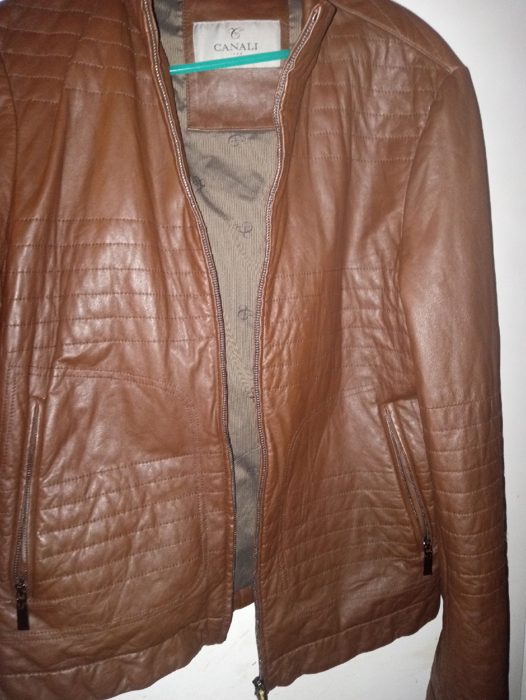 Canali Brown Leather Jacket - Size 1 SZ - photo 2