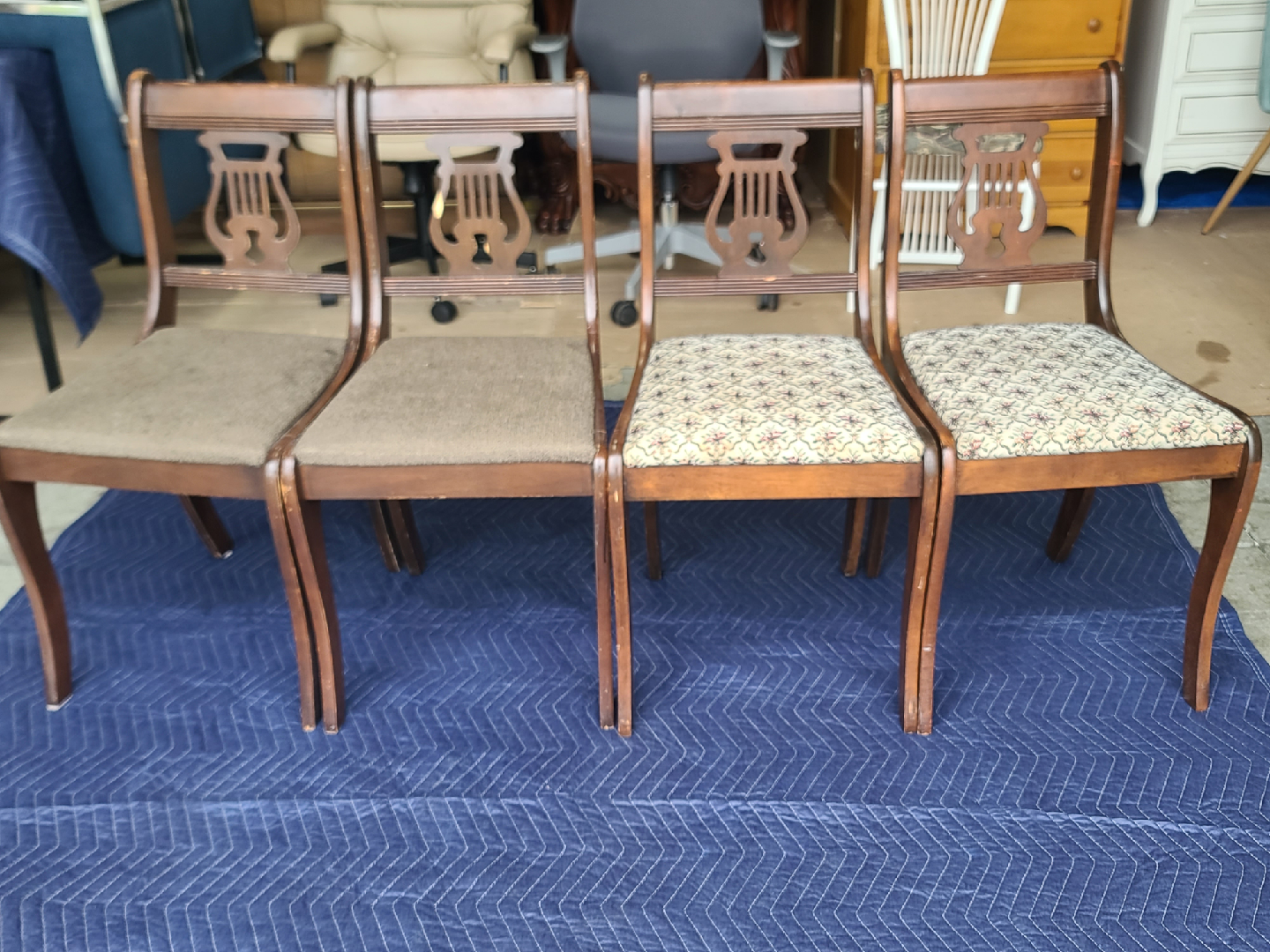 Antique Lyre Back Dining Chairs - Set of 4 - photo 4