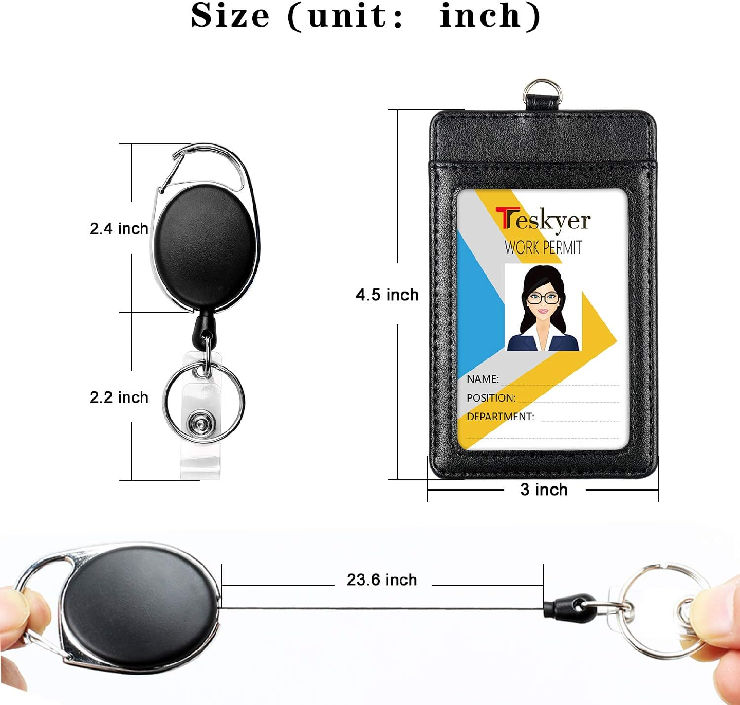 Teskyer 2 Pack Heavy Duty Retractable Badge - photo 3