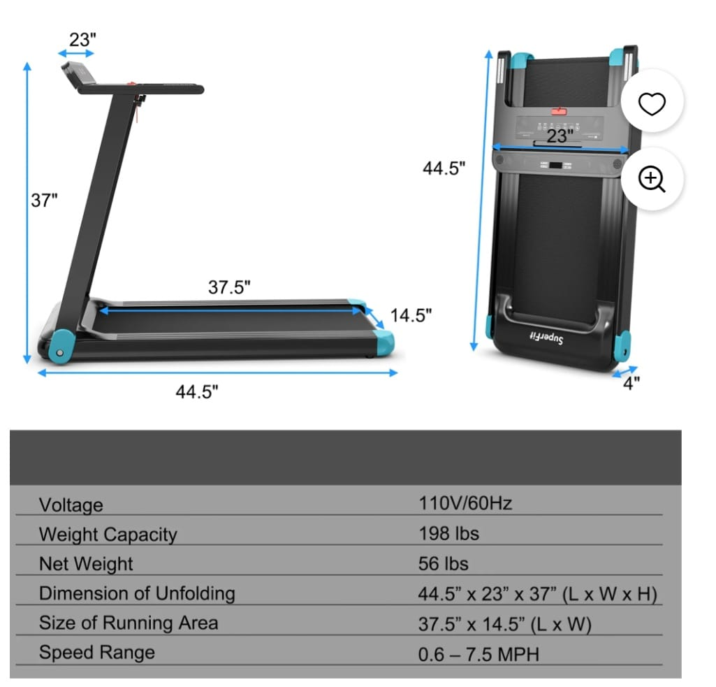 SuperFit Folding Treadmill - Like New! - photo 3
