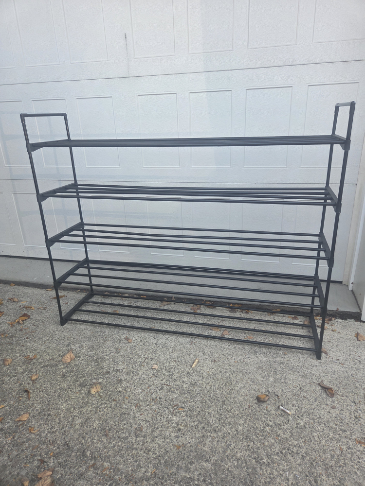 Black Metal 4-Tier Shoe Rack