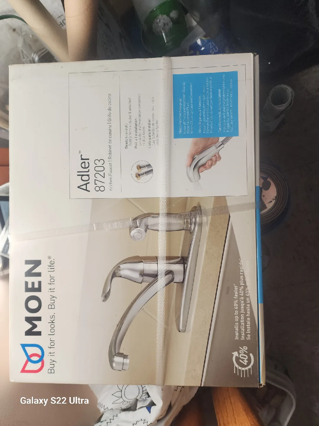 NEW in box kitchen faucet+ side spray lines etc