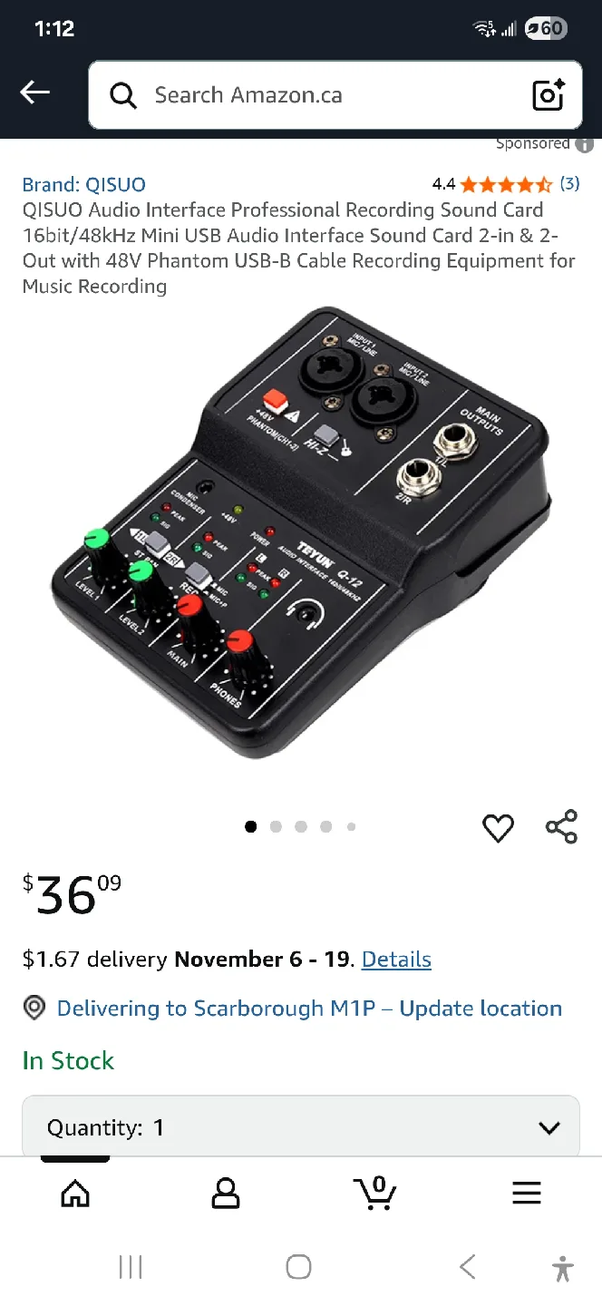 TEYUN Q-12 Audio Interface Sound Card thumbnail