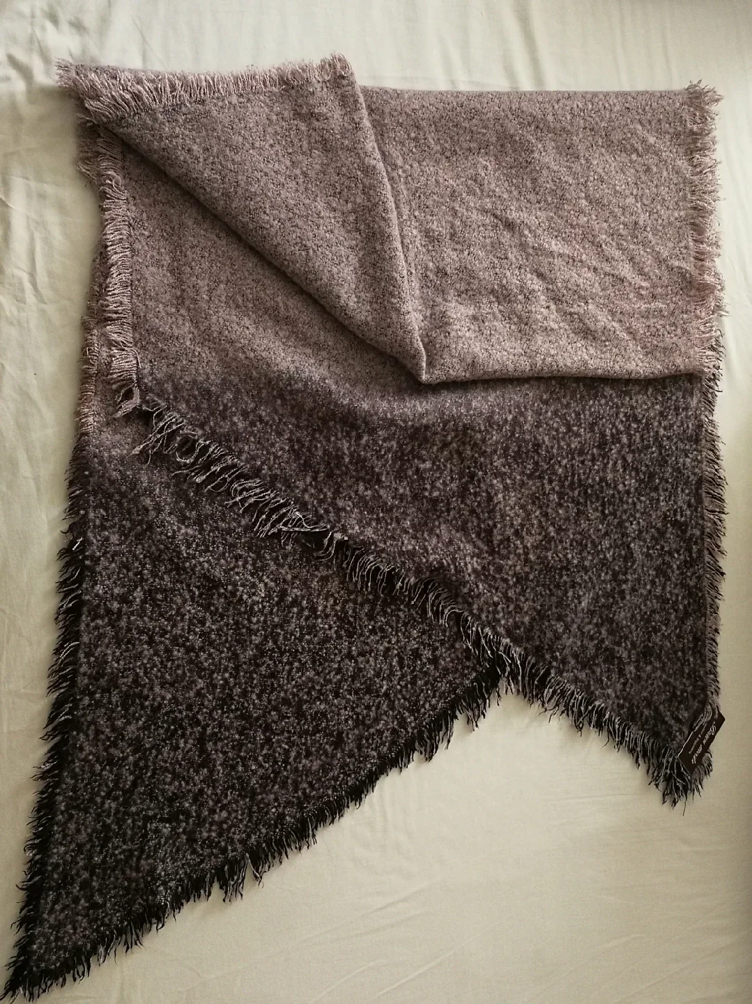 Brand New Grey Wool Blend Fringe Scarf Shawl image indicator(5)
