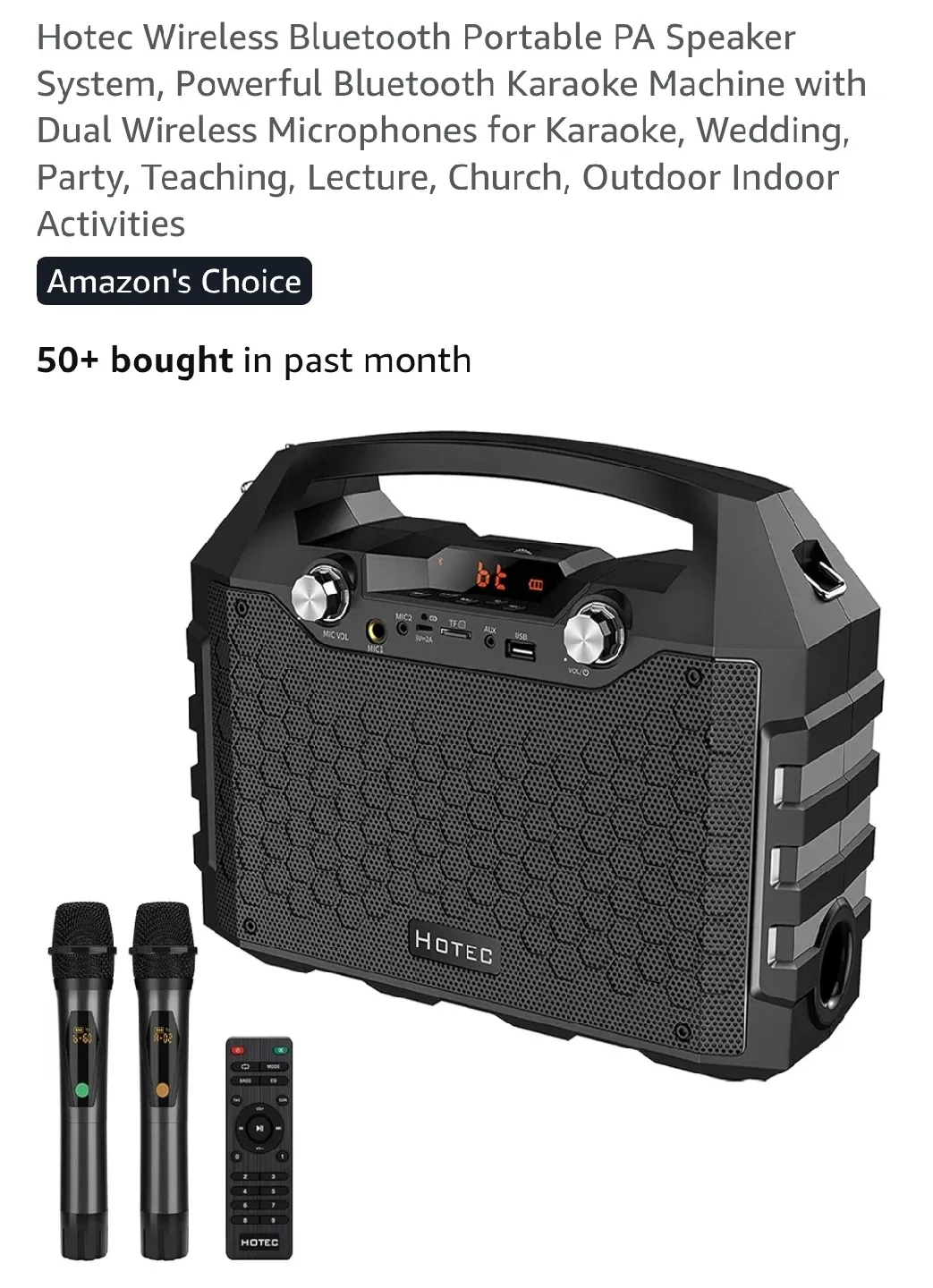 HOTEC Portable Karaoke Speaker w/ Microphone image indicator(10)