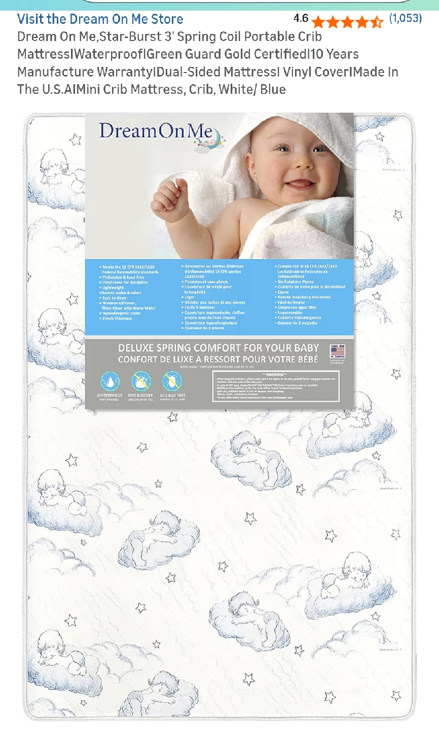 Dream On Me Mini Portable Crib Mattress - photo 2