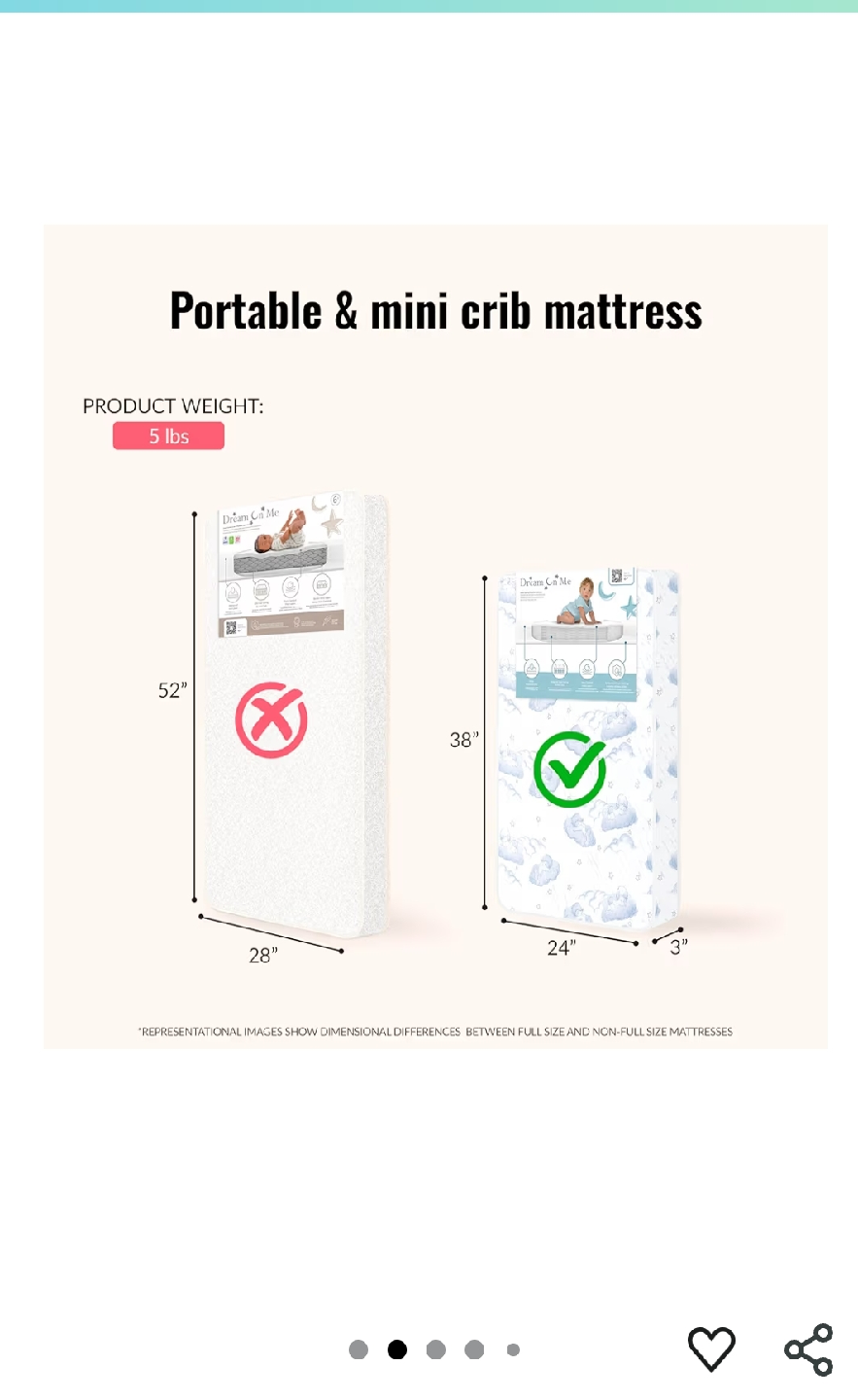 Dream On Me Mini Portable Crib Mattress - photo 3