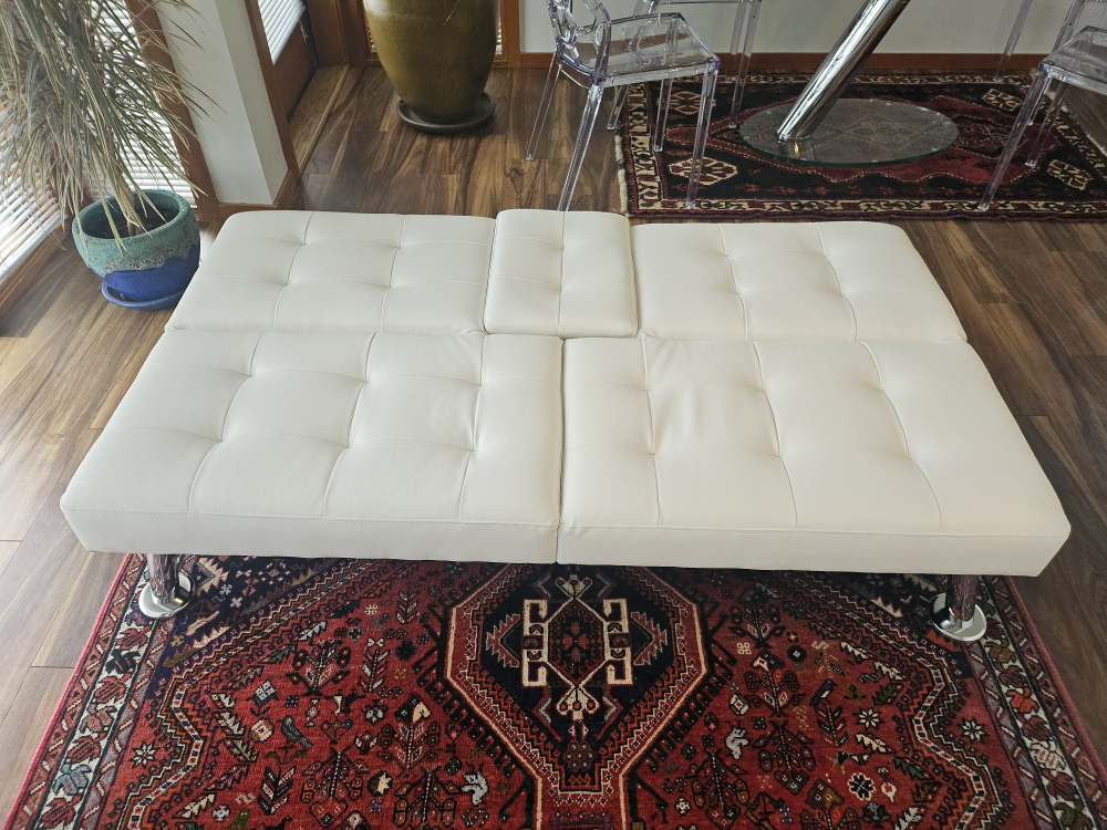 White Futon Sofa Bed with Cup Holders - photo 2