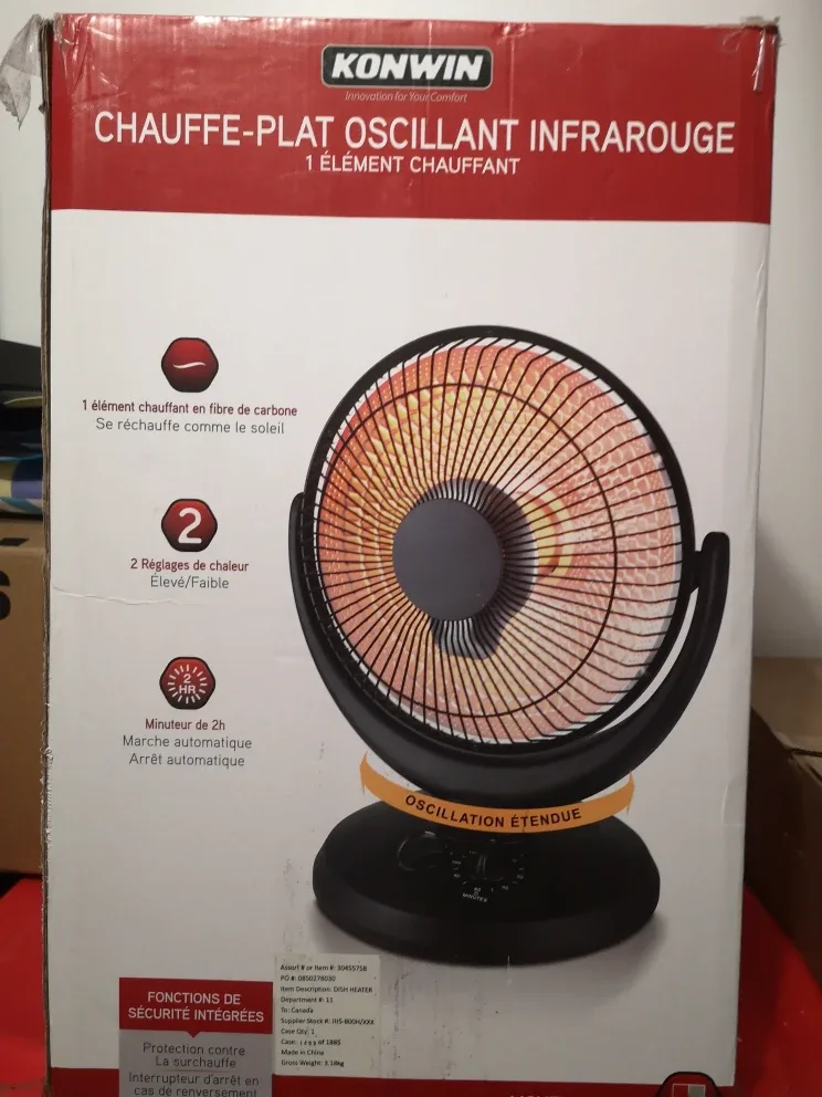 Konwin Oscillating Infrared Dish Heater image indicator(2)