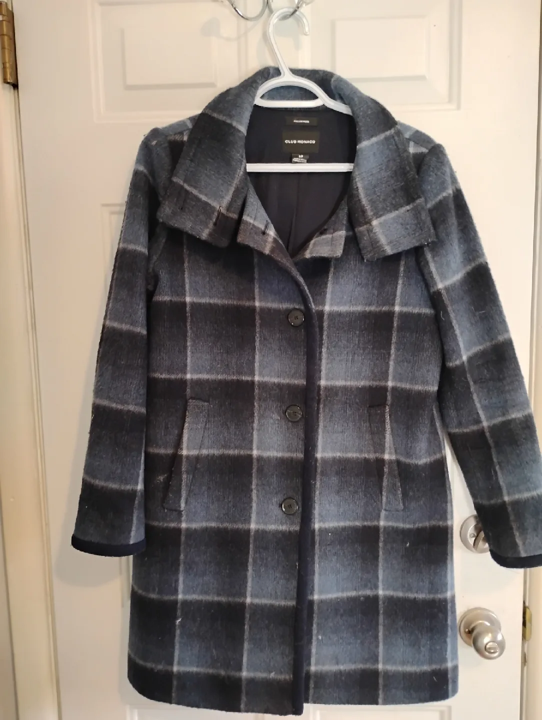 Club Monaco Plaid Wool Blend Coat - Size M thumbnail