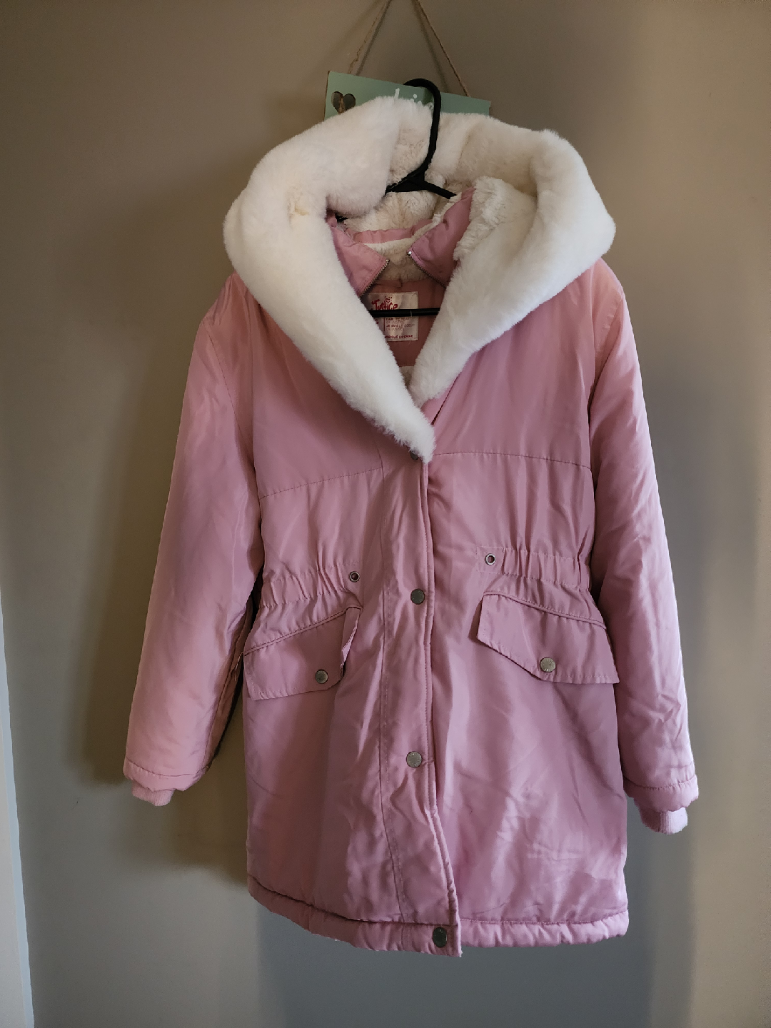 Justice Girls' Pink Winter Coat - Size XL (16/18)