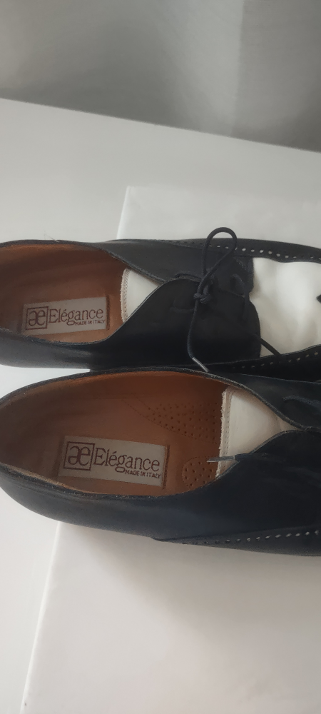 Élégance deep Blue & White Leather Shoes - photo 4