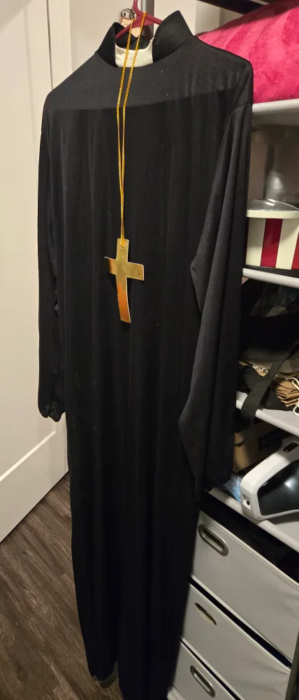 Priest Costume - Black Robe with Cross thumbnail