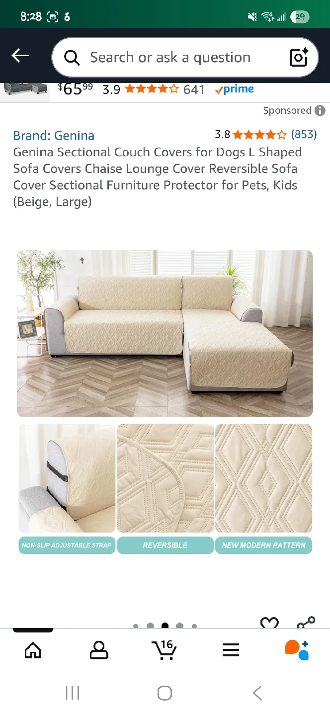 Genina Sectional Couch Covers for Dogs L Shaped Sofa Covers image indicator(6)