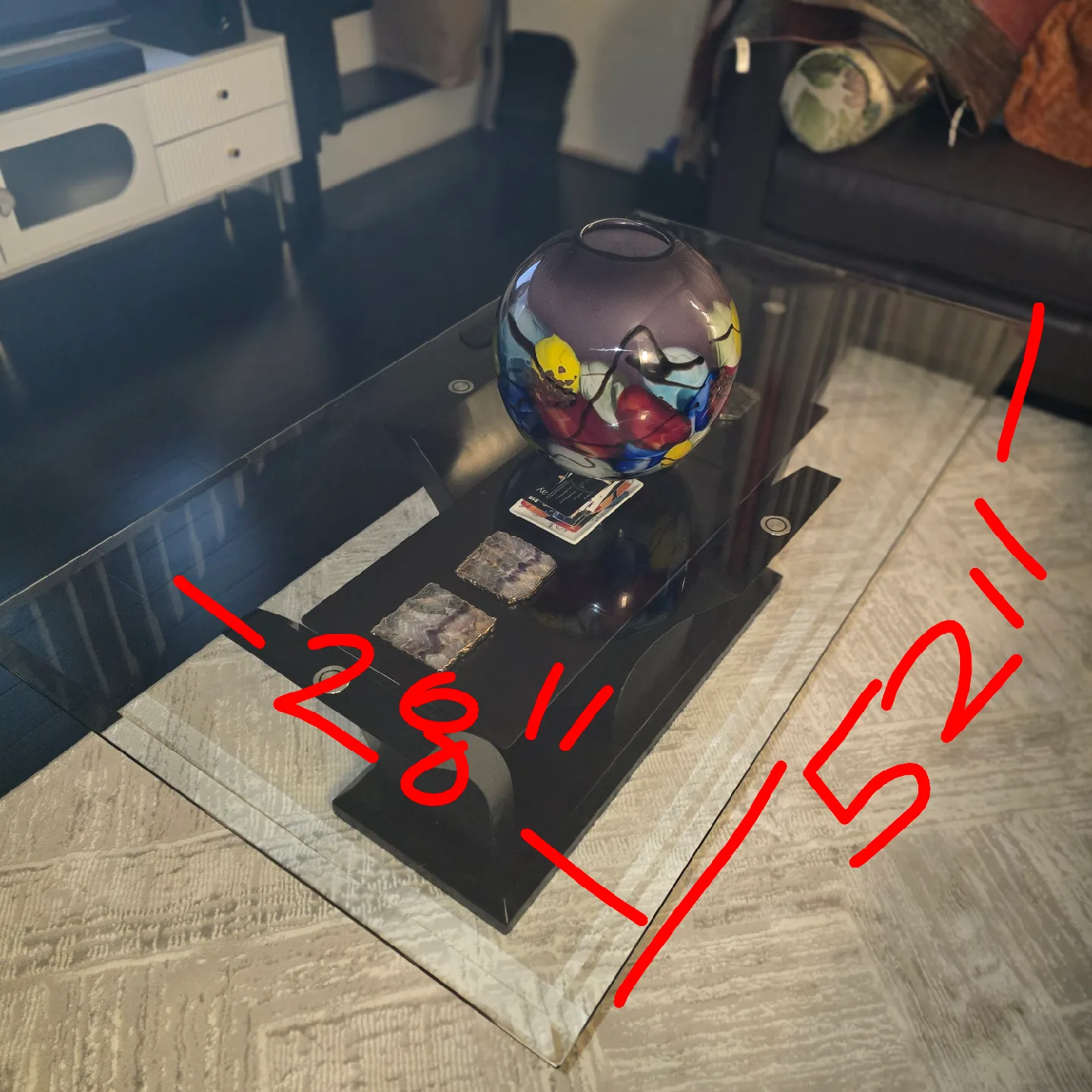 Glass Top Coffee Table - Black Base image indicator(3)