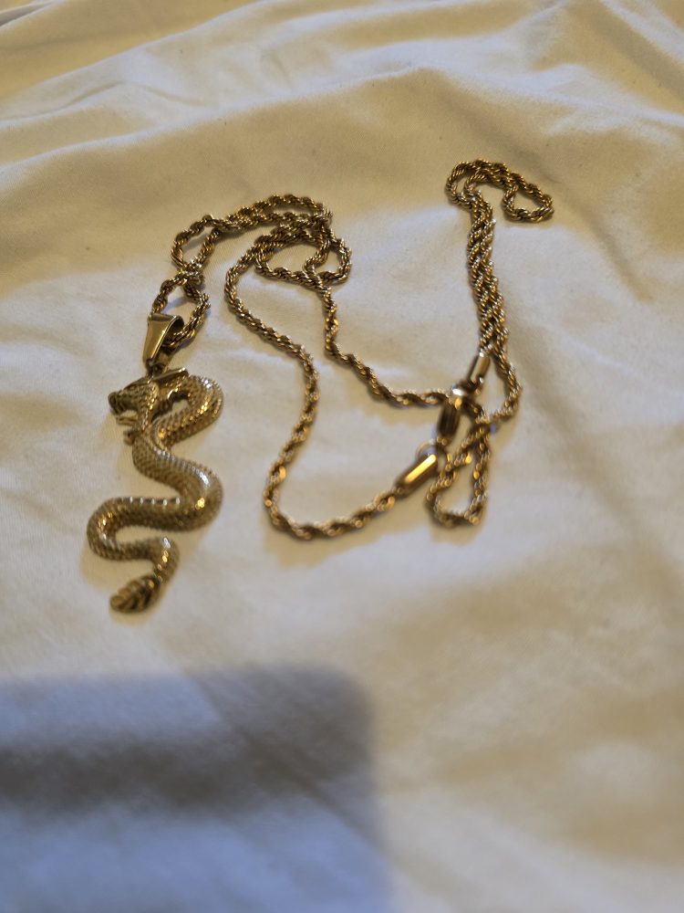 Gold Dragon Pendant Necklace Non tarnish Stainless steel