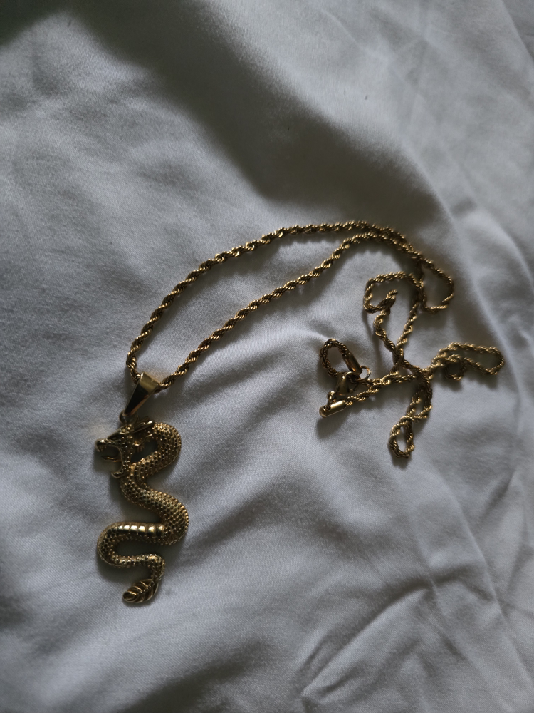 Gold Dragon Pendant Necklace Non tarnish Stainless steel - photo 2