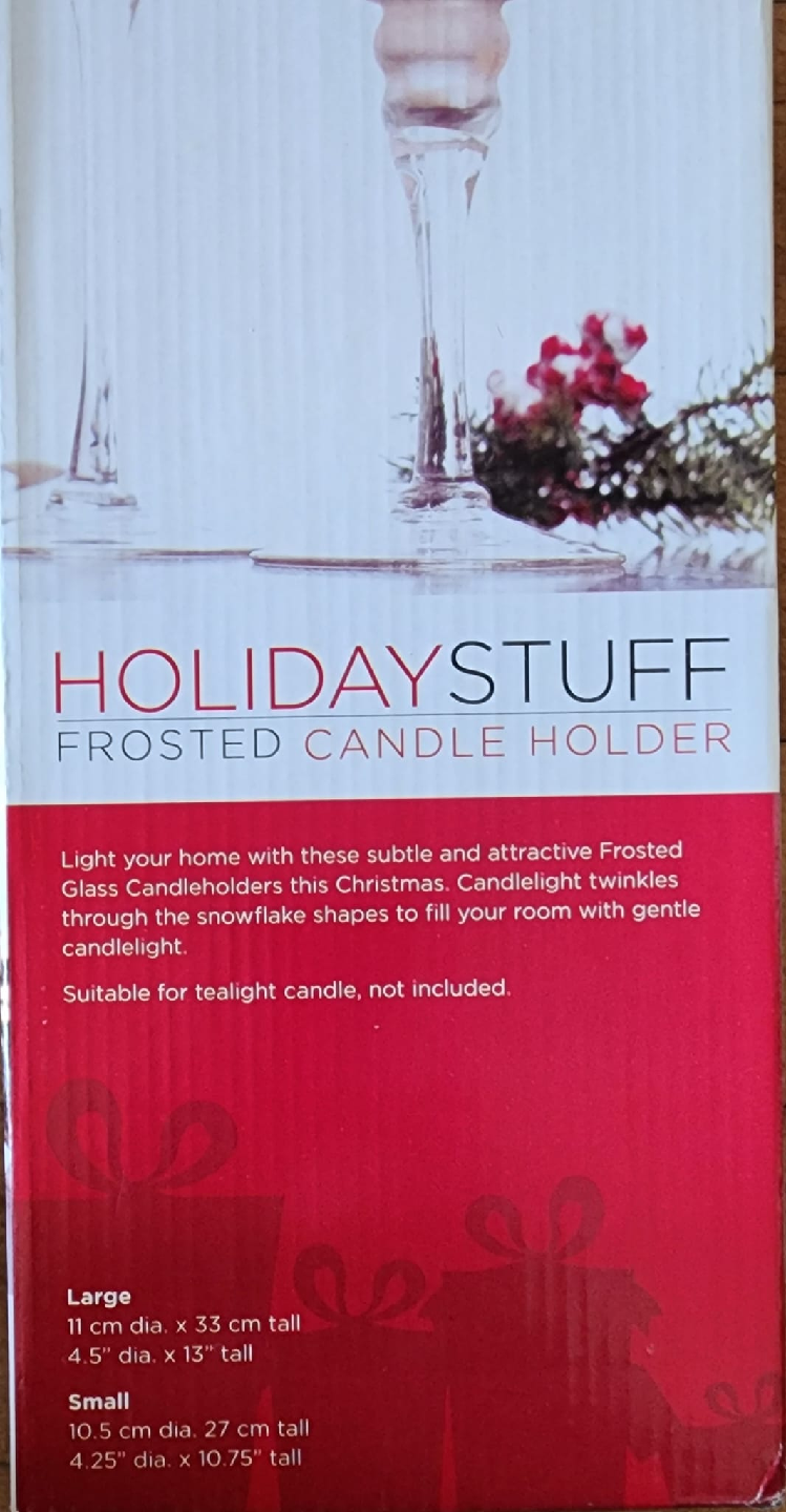 Snowflake Design Frosted Candle Holder Set - photo 3