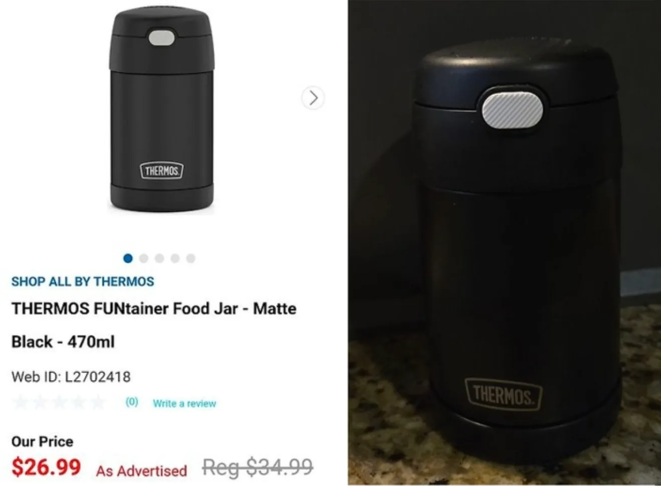 Thermos FUNtainer Food Jar - Matte Black 470ml thumbnail