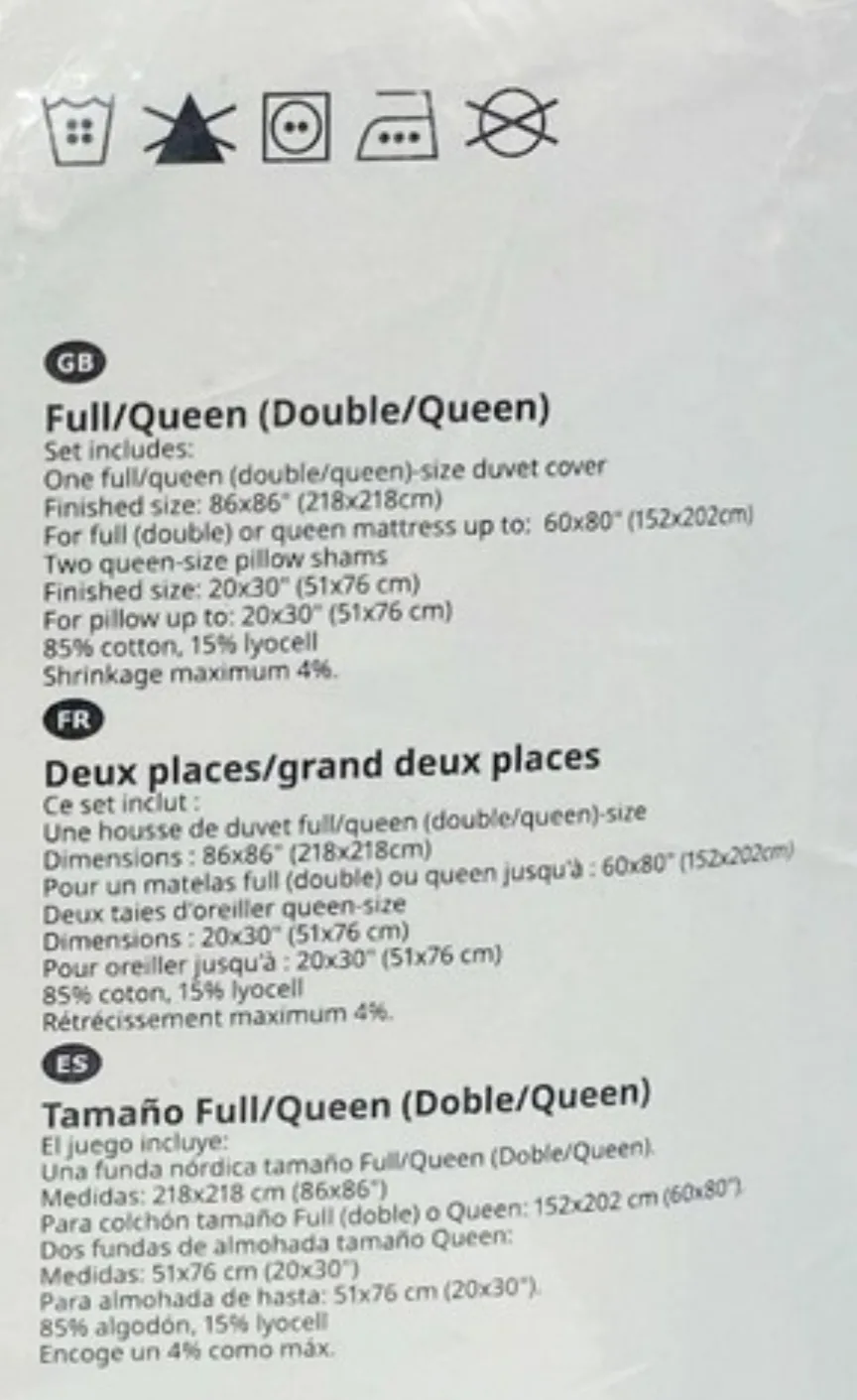 White Full/Queen Duvet cover with 2 shams only image indicator(9)