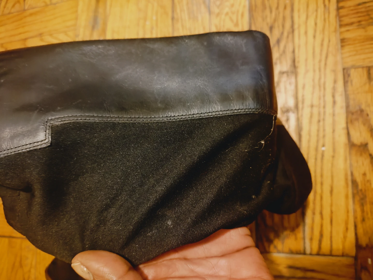 Black Leather Over-the-Knee Boots Zip Stretchy closure 8.5 Used - photo 3