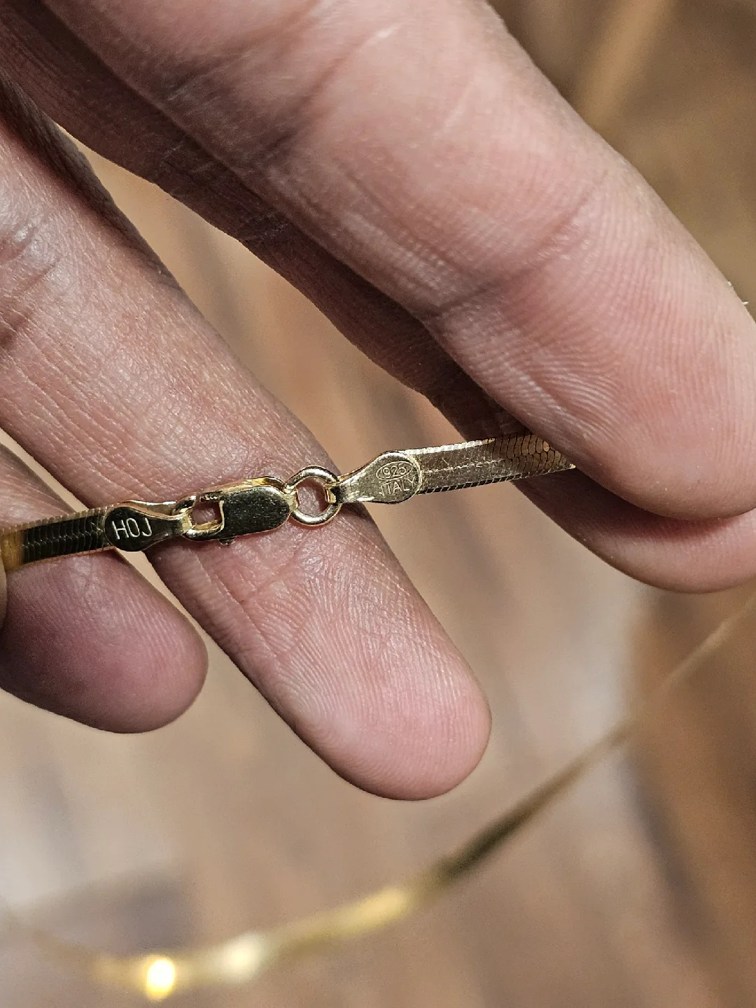 Sterling silver gold plated  Herringbone Chain Necklace image indicator(2)