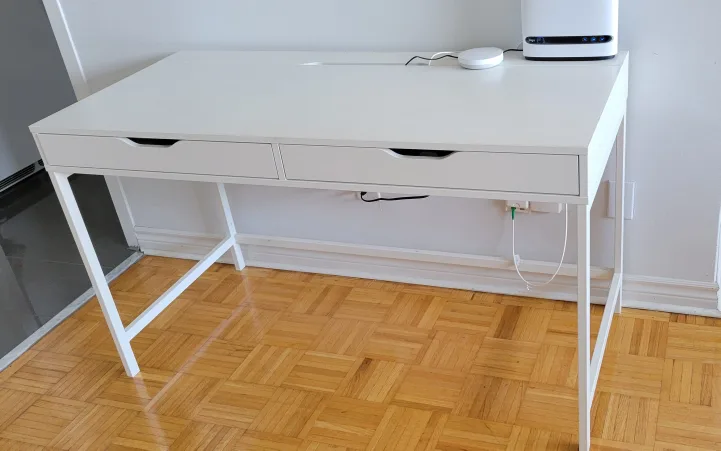 White IKEA Alex Desk with in-built storage thumbnail