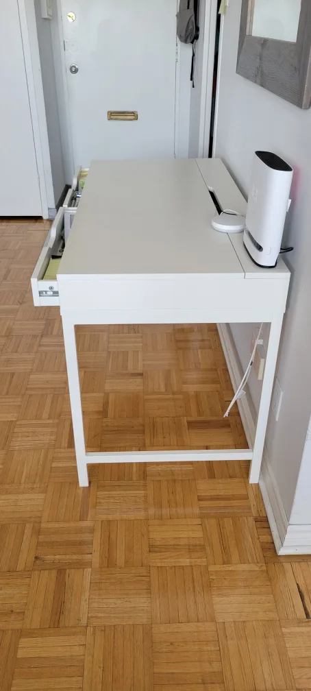 White IKEA Alex Desk with in-built storage image indicator(2)
