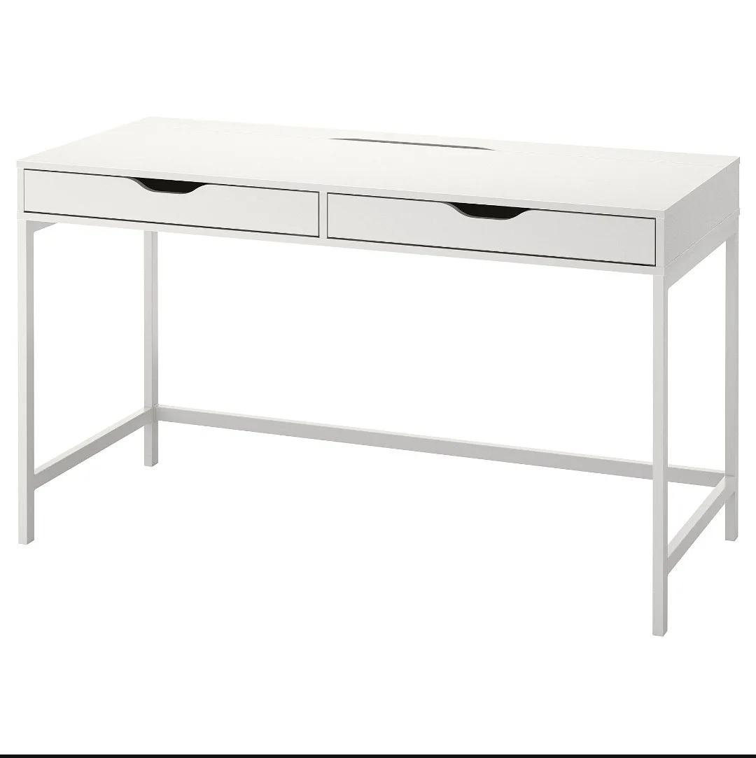 White IKEA Alex Desk with in-built storage image indicator(3)