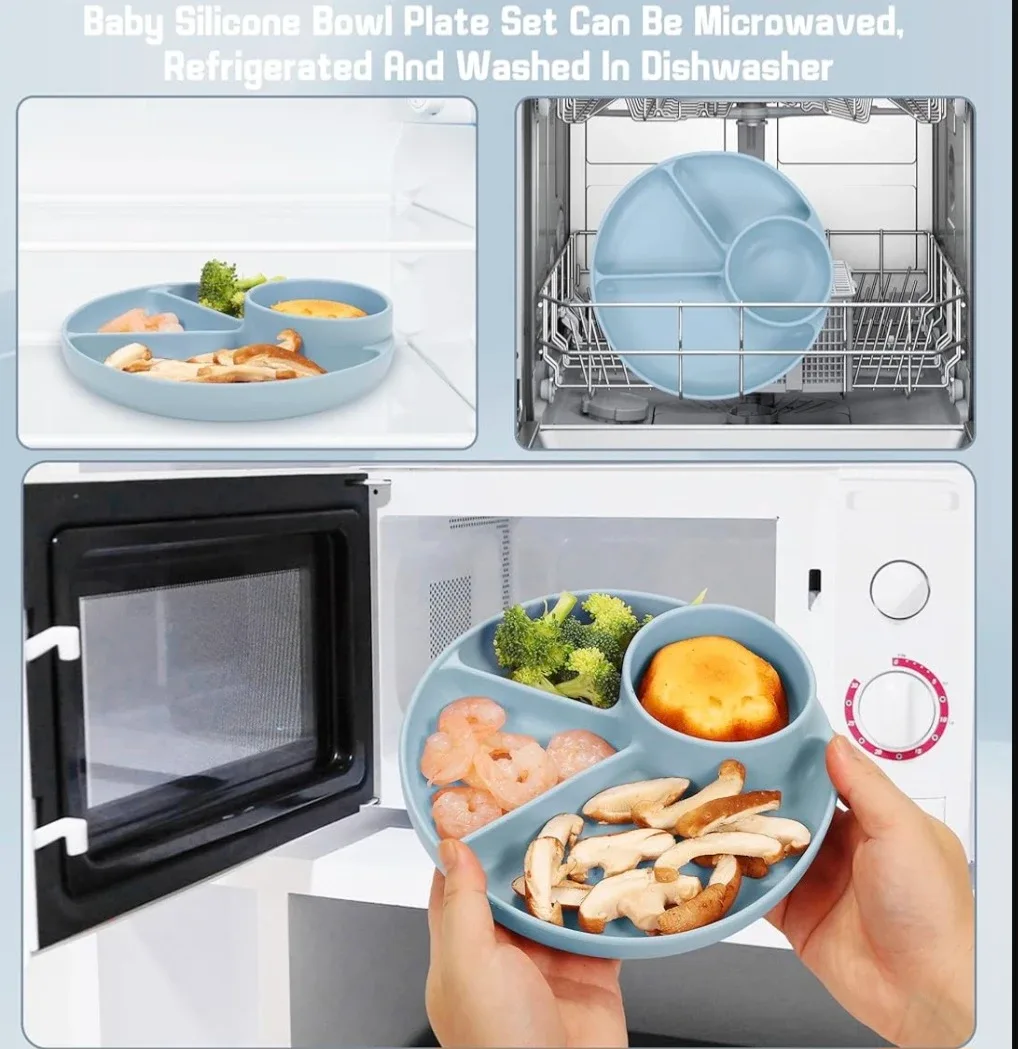 MIICASA Silicone Baby Feeding Set Purple image indicator(3)