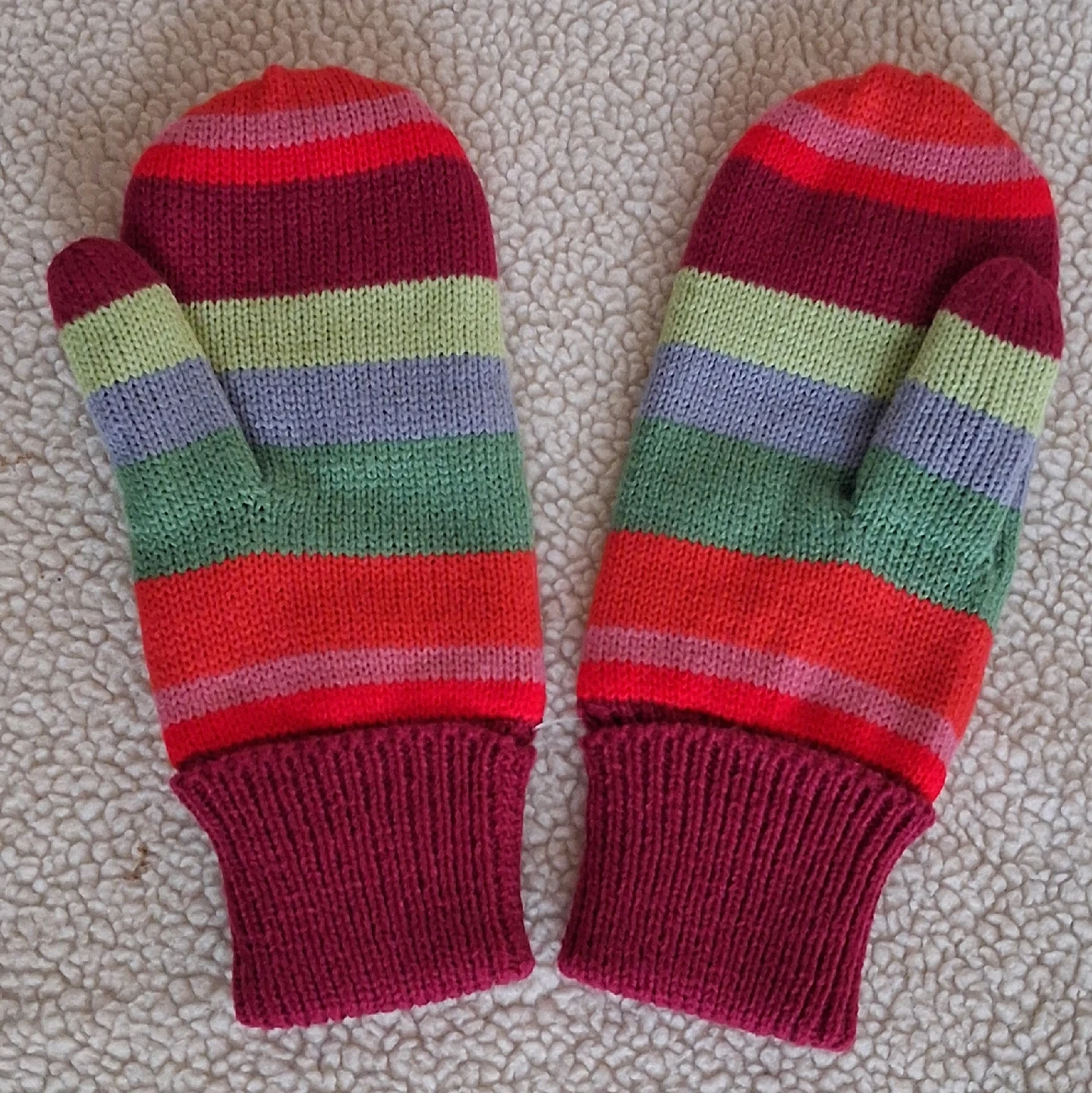 Striped Scarf and Mittens Set - photo 2