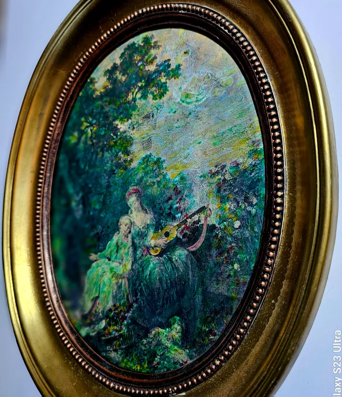 Vintage Oval Framed Painting thumbnail
