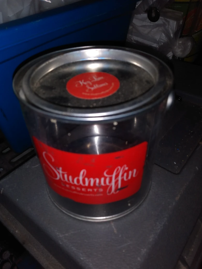 free empty clear plastic metal paint can cookie tins studmuffin - photo 2