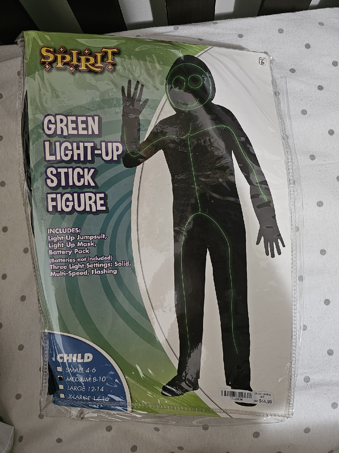 Spirit Green Light-Up Stick Figure Costume - Size Medium (8-10)