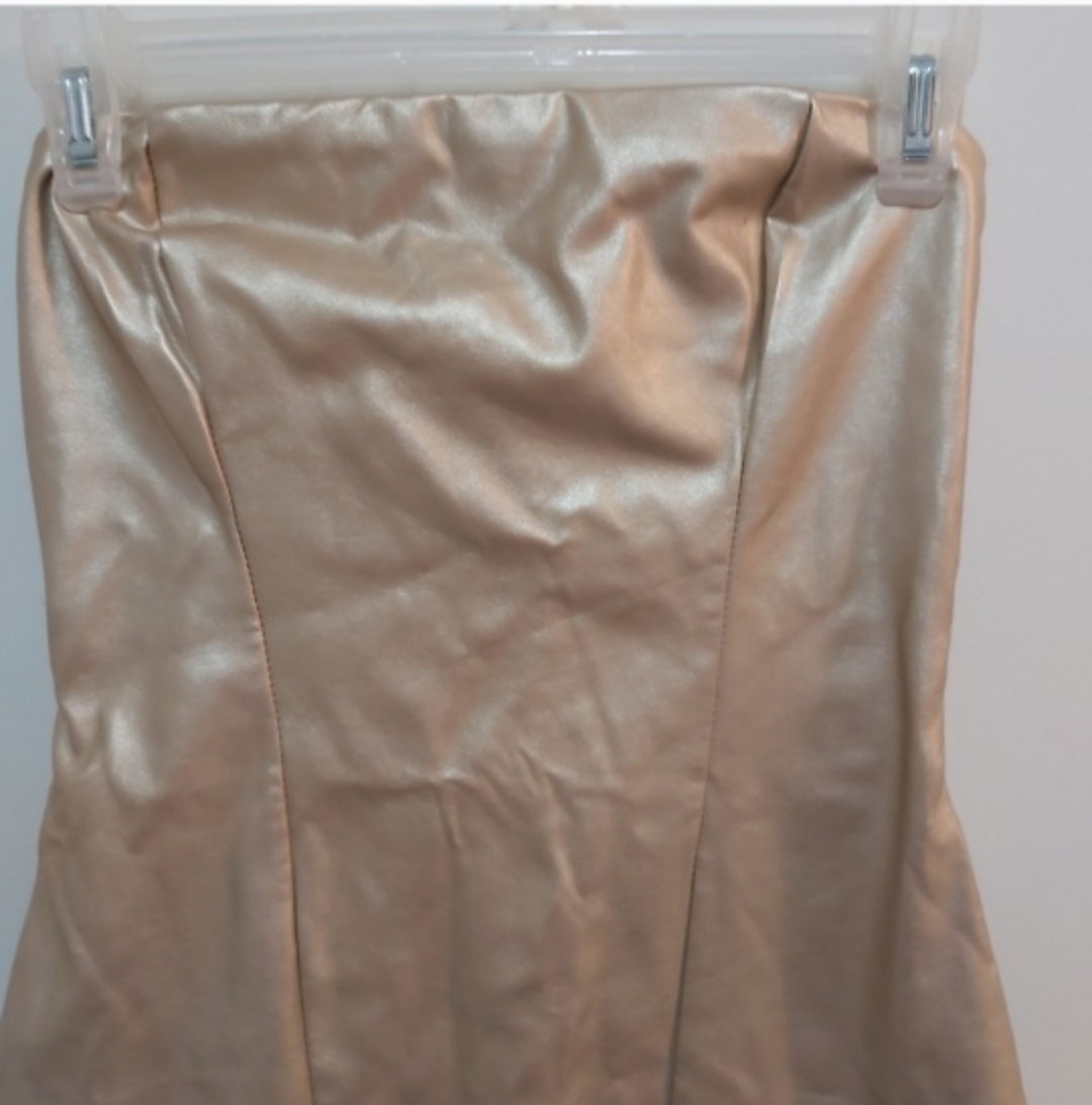 🆕️ Symphony Gold/Beige Fringe Strapless Dress, S - Giftable! - photo 3