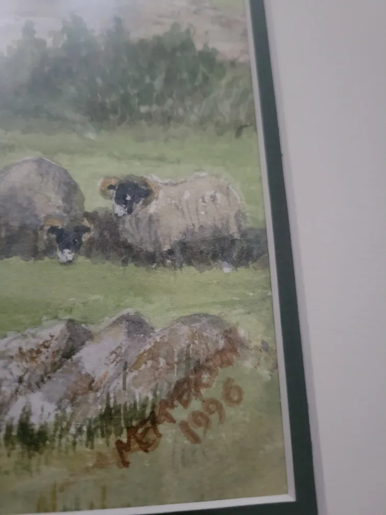 Original Framed Watercolour Painting of Sheep and Farmhouse image indicator(8)