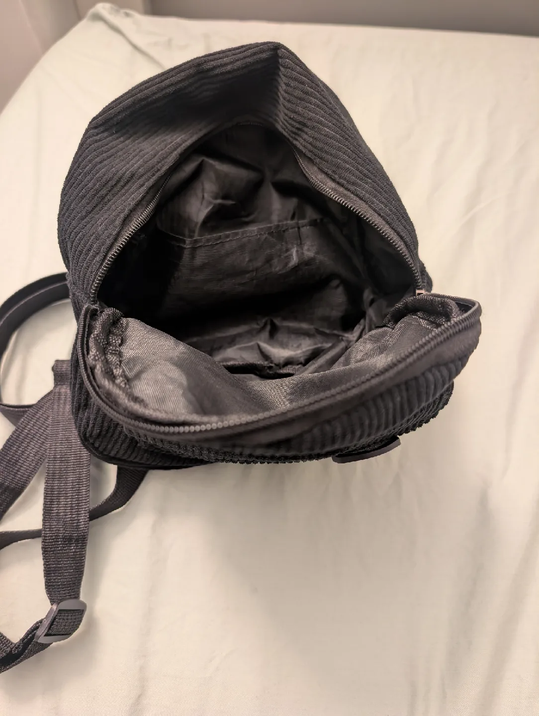 Black Corduroy Mini Backpack image indicator(2)