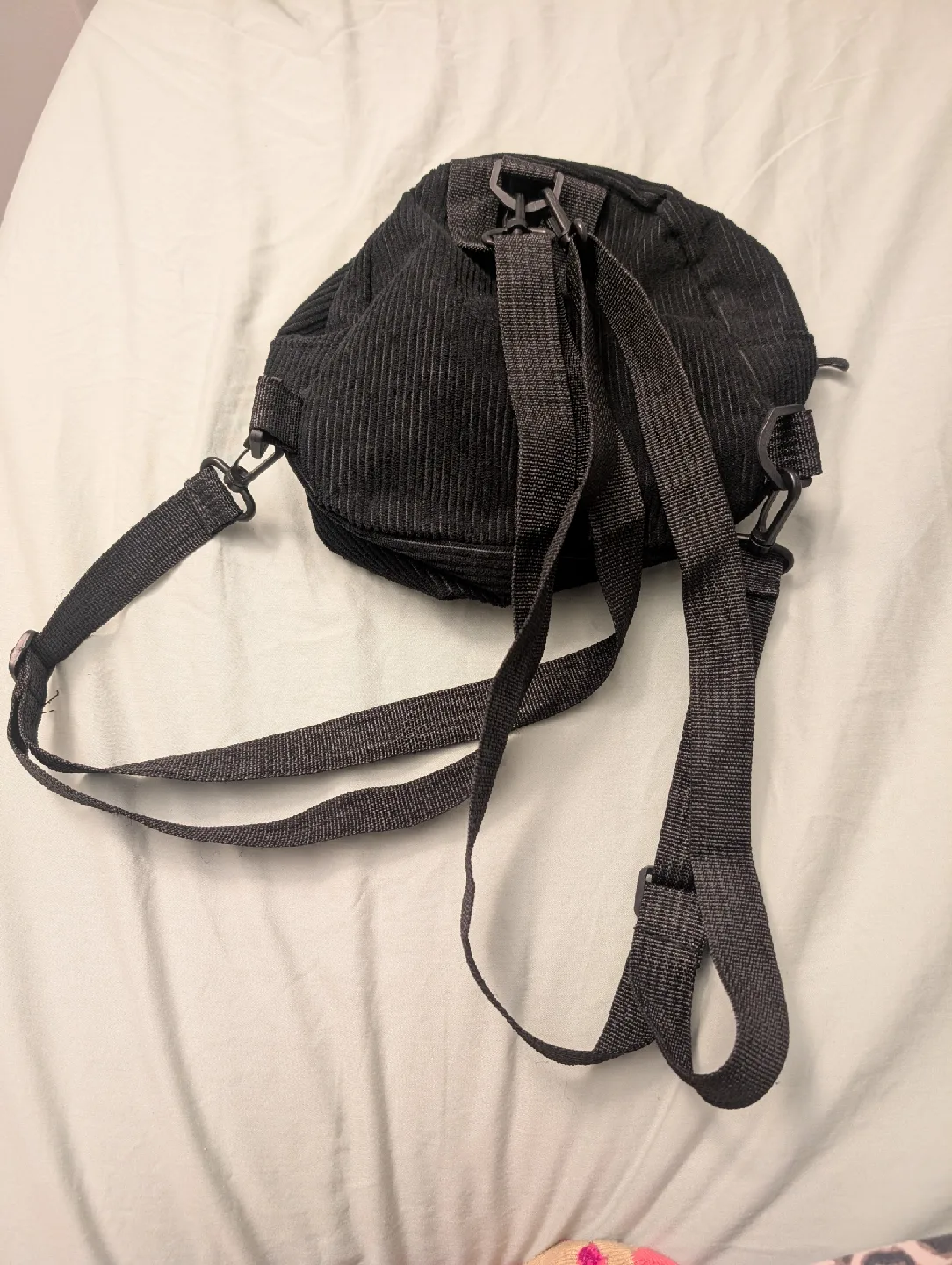 Black Corduroy Mini Backpack image indicator(3)