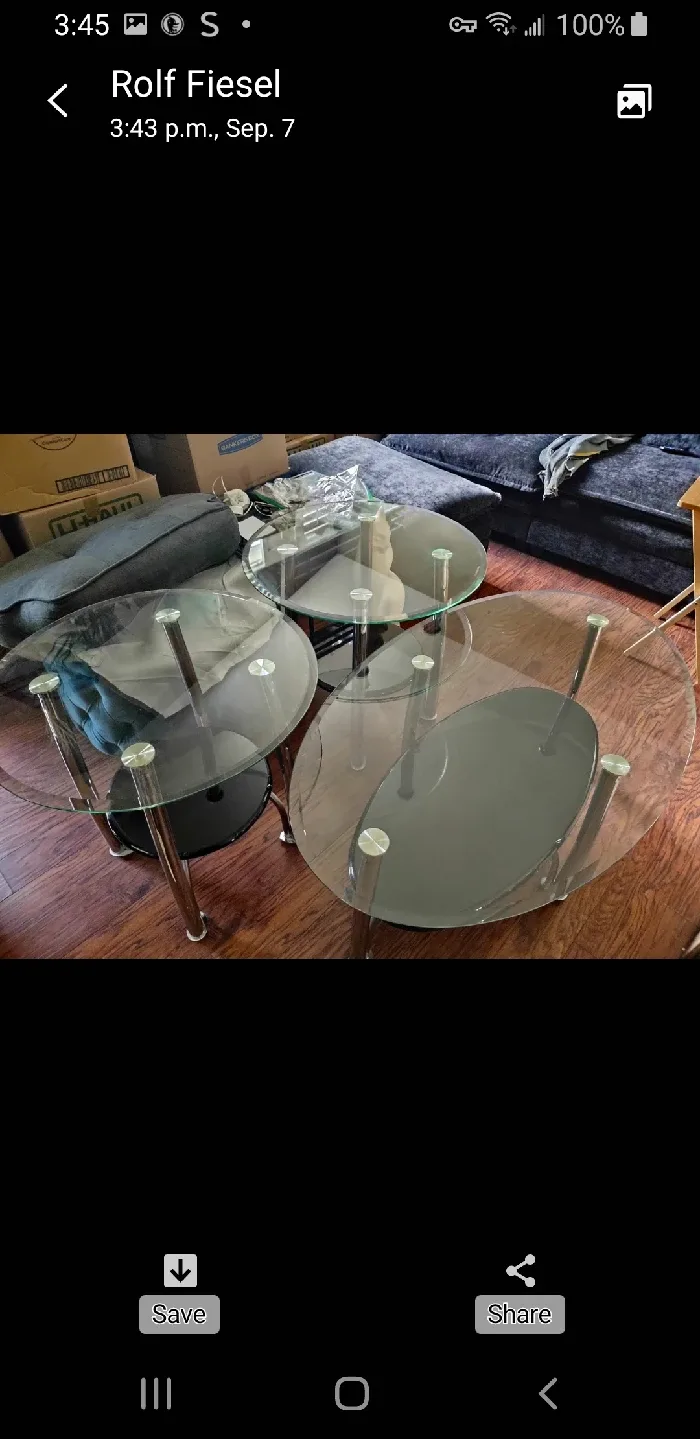 Oval coffee table/2 end tables image indicator(2)