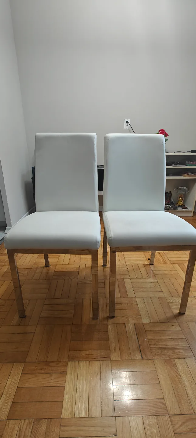White Leather Dining Chairs (Set of 2) image indicator(4)