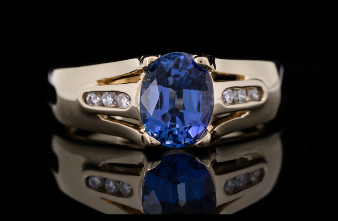 Blue Tanzanite & Diamond Gold Ring - photo 2