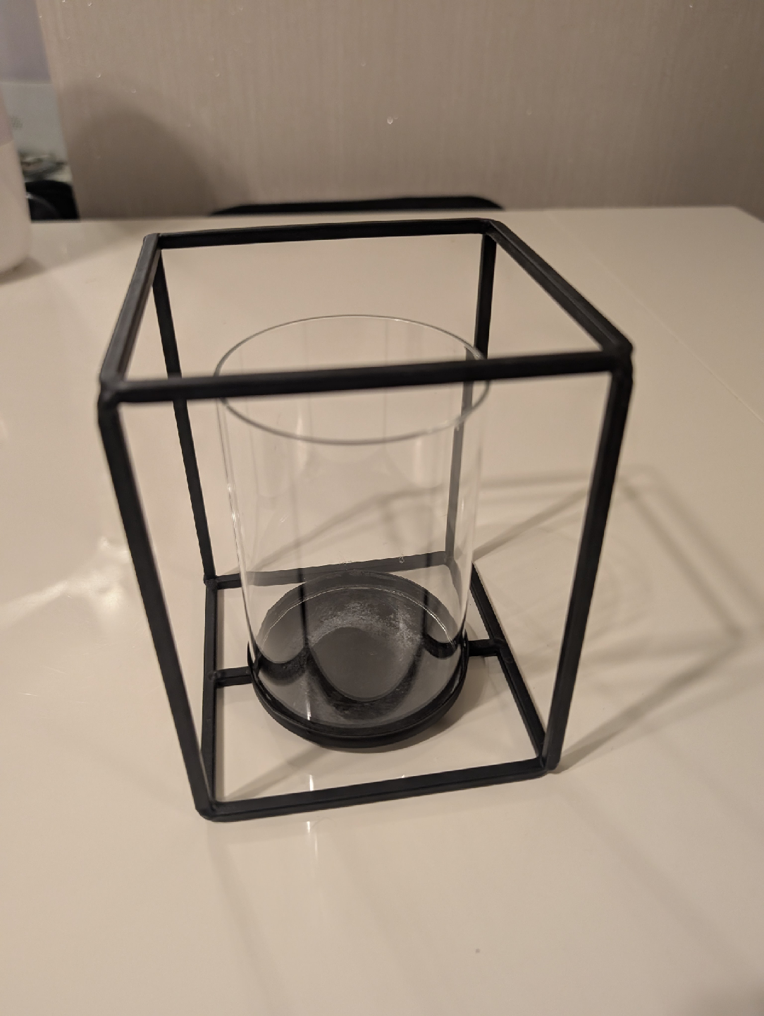 Black Metal & Glass Candle Holder