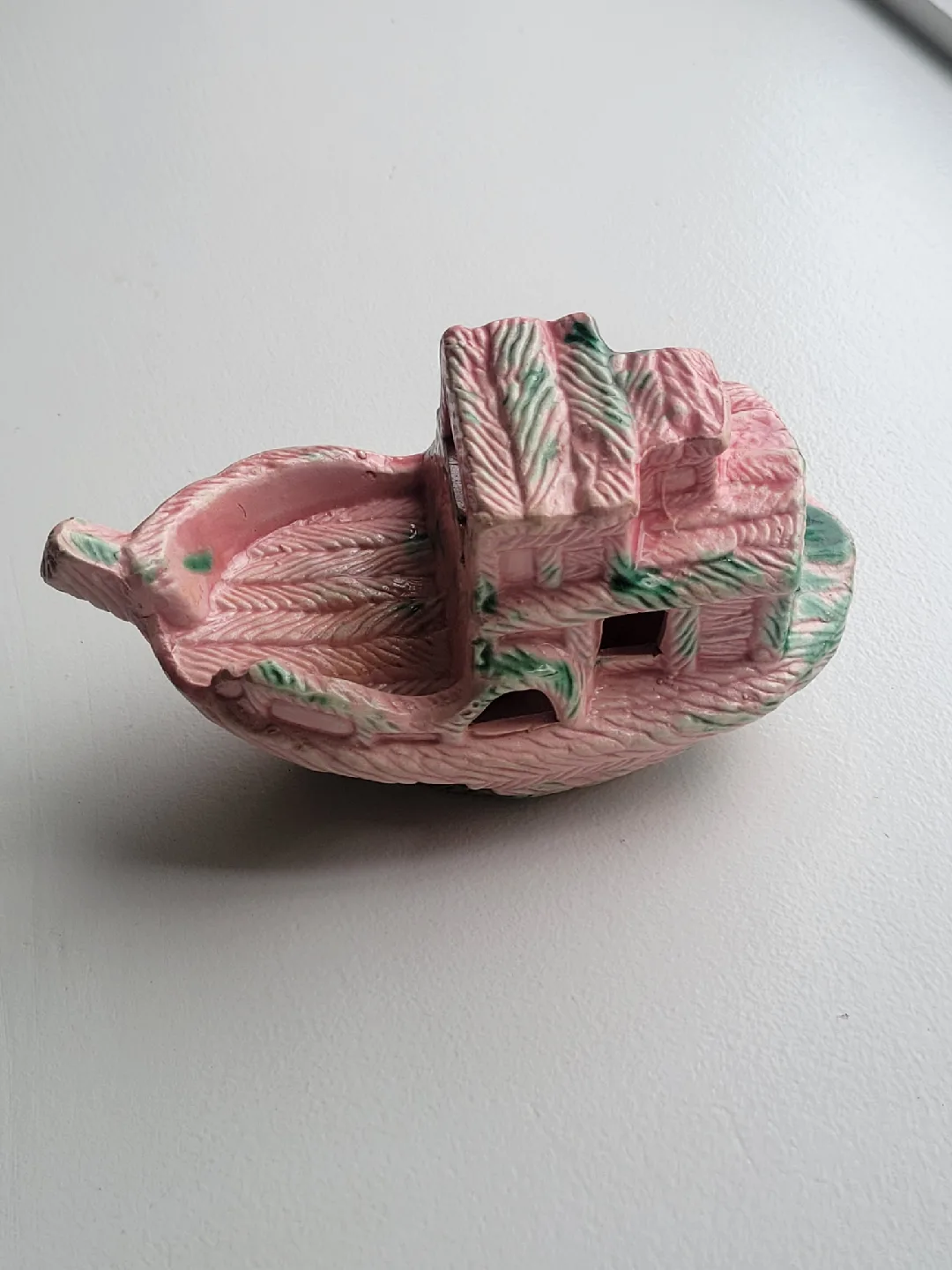 vintage Pink Ceramic Shipwreck Boat aquarium Figurine image indicator(5)