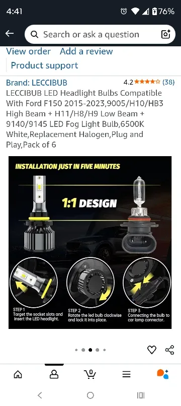 LECCIBUB LED Headlight Bulbs - Ford F150 Compatible image indicator(4)
