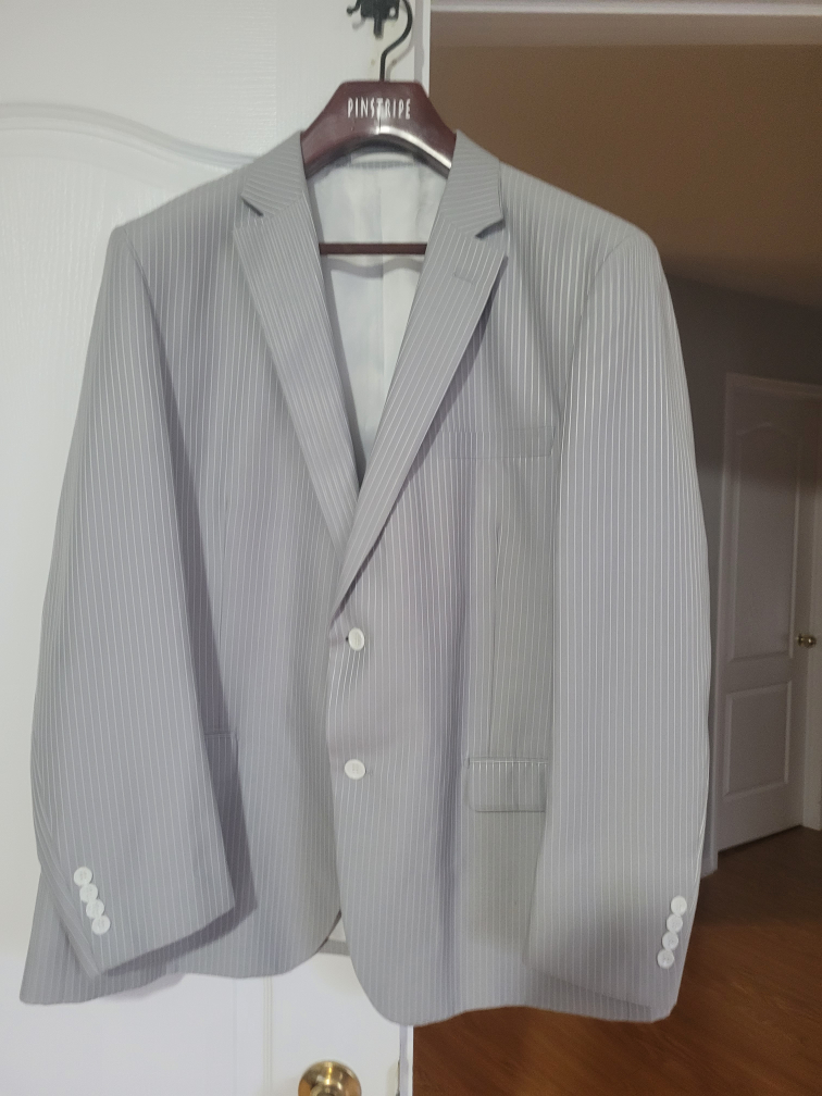 Pinstripe Suit - Light Grey