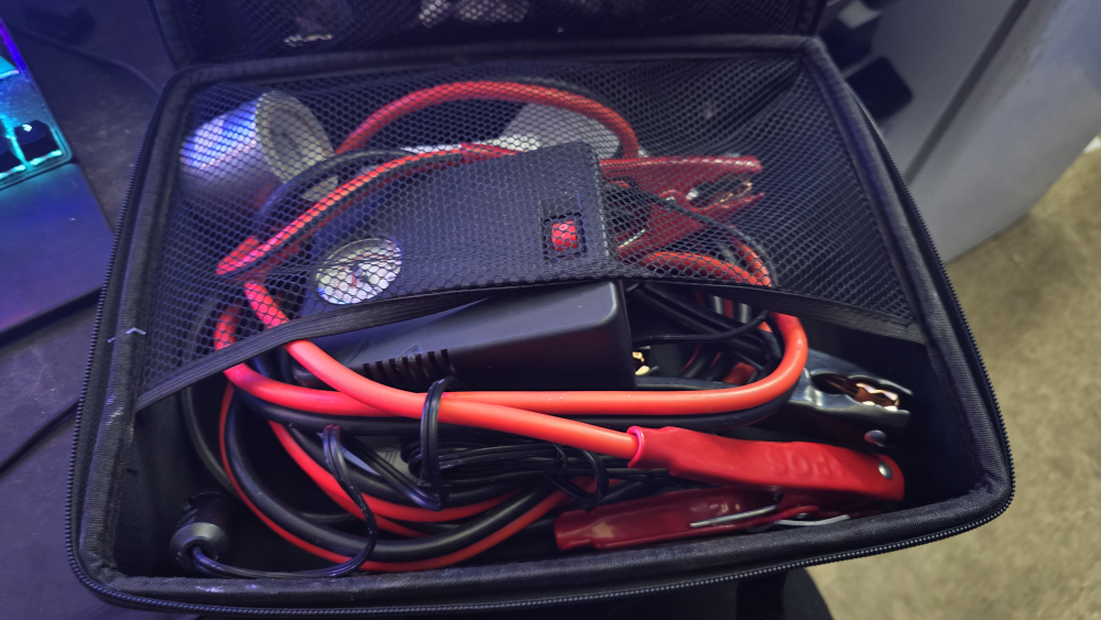 Bridgestone Jump Starter Kit, a tire air pressure kit,first aid.