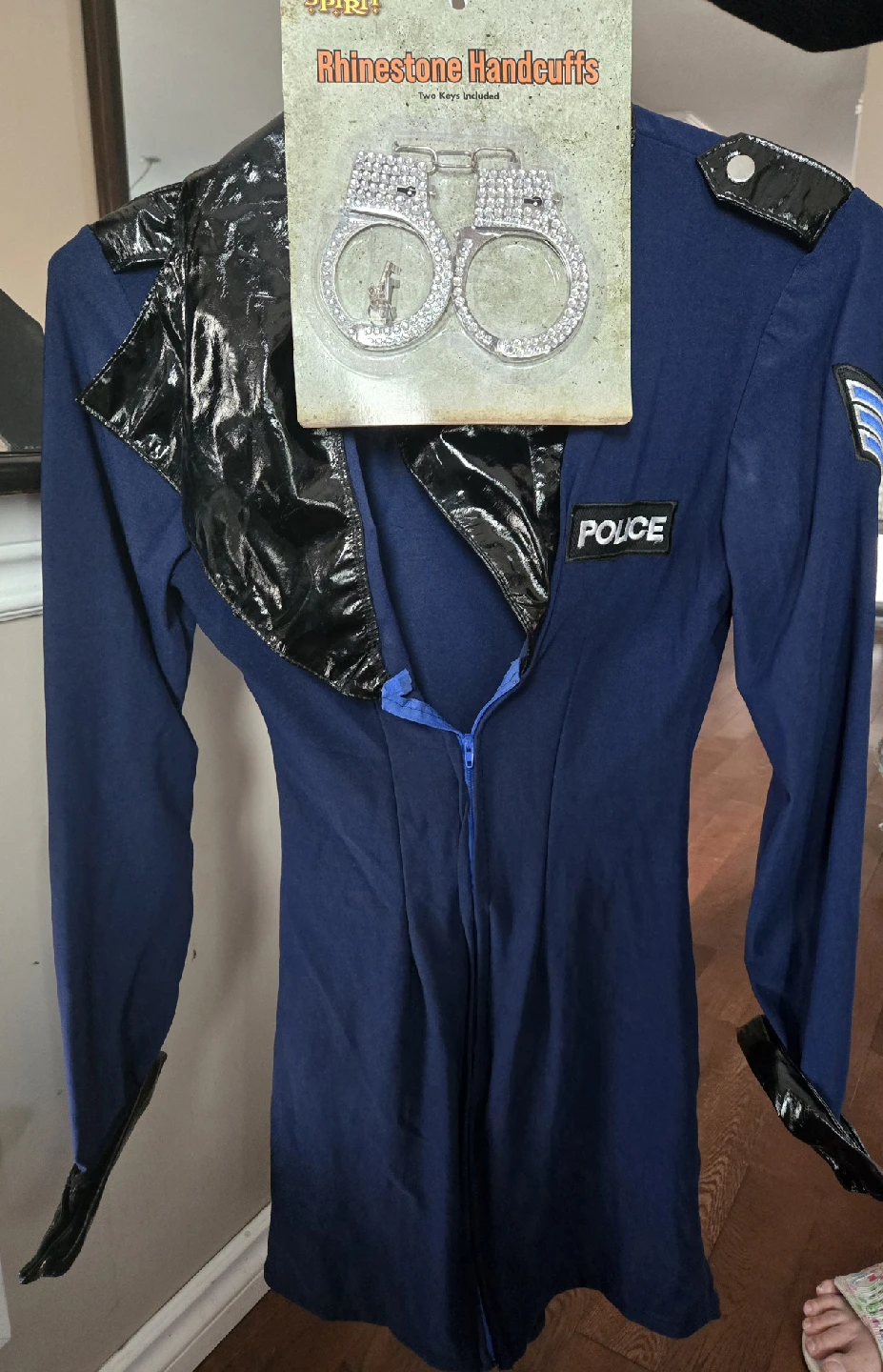 Police Costume with Rhinestone Handcuffs
